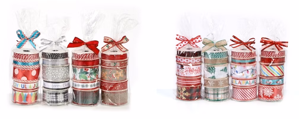 Manufacturer Wholesale Christmas Ribbon DIY Gift Packaging Wire Edge Grid Decorative Ribbon