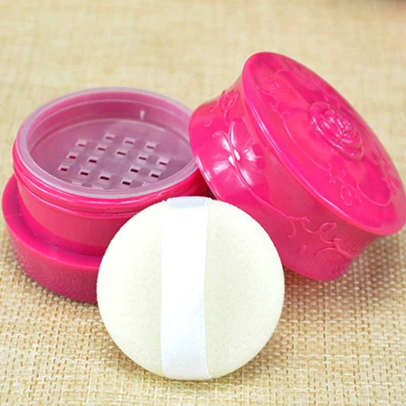 10g Empty Loose Powder Box Jar with Grid Sifter &amp; Puff Flower Pattern Packing Beads Container Powdery Cake Box Cosmetic