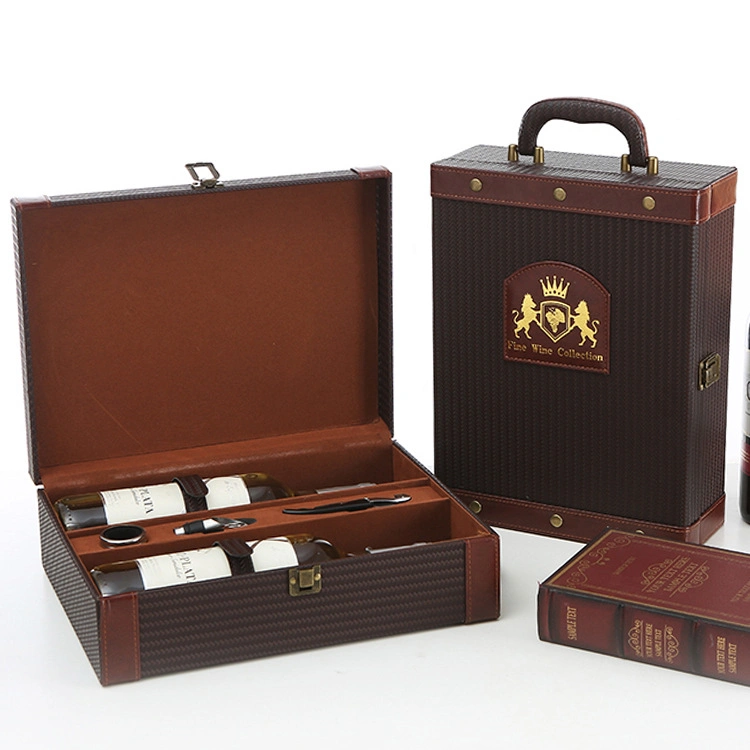 2023 Personalized Luxury Leather Wooden Wine Gift Box Wine Packaging Wood Box