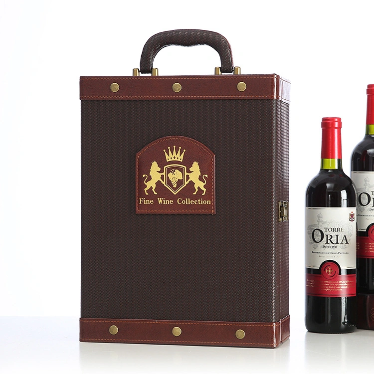 2023 Personalized Luxury Leather Wooden Wine Gift Box Wine Packaging Wood Box