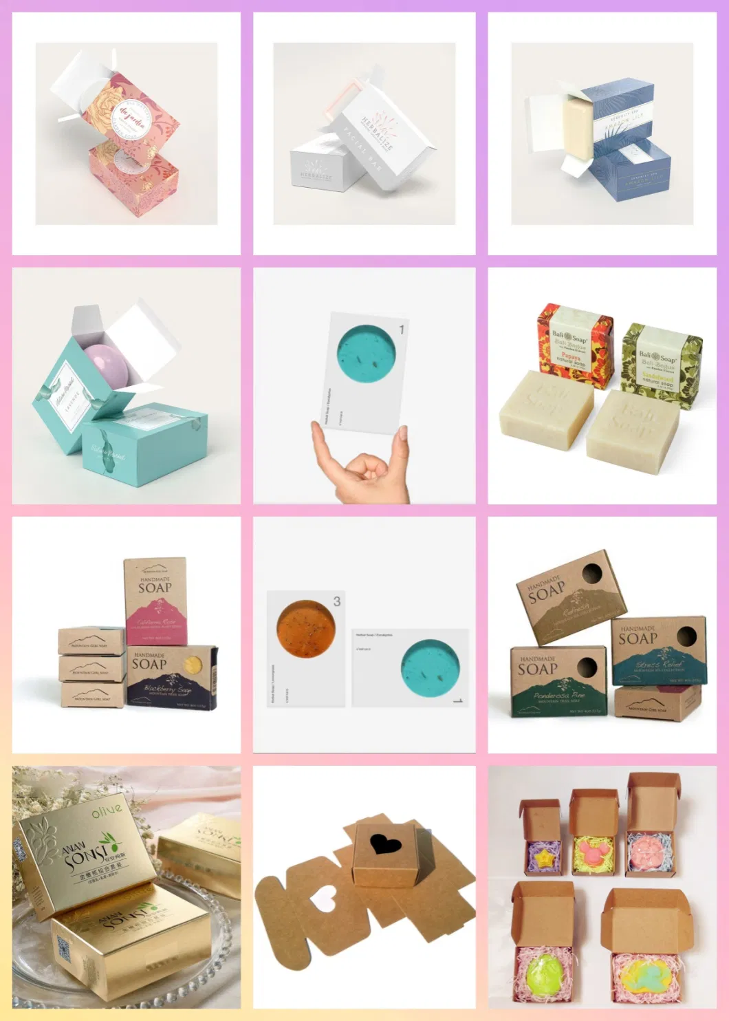 Custom Logo Printed Kraft Paper Soap Packaging Box for Soap