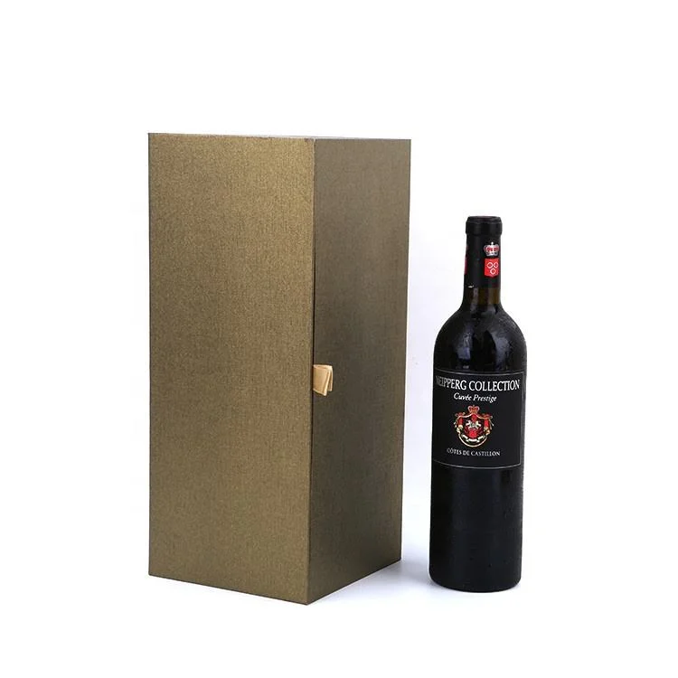 Custom Printing Cardboard Clamshell Single Glass Bottle Set Gift Packaging Wine Box