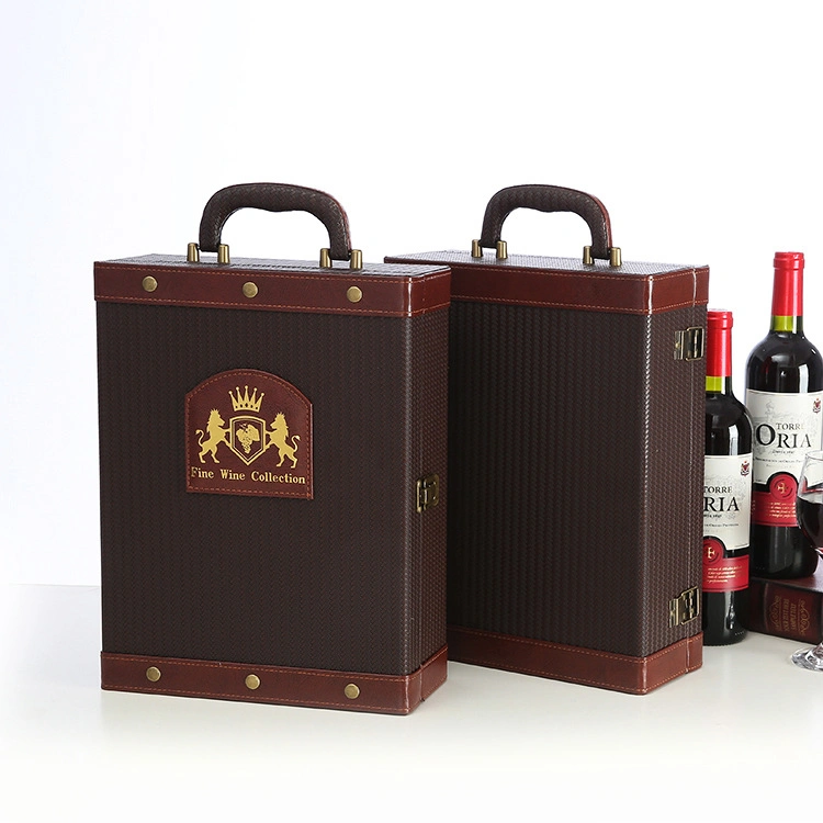 2023 Personalized Luxury Leather Wooden Wine Gift Box Wine Packaging Wood Box