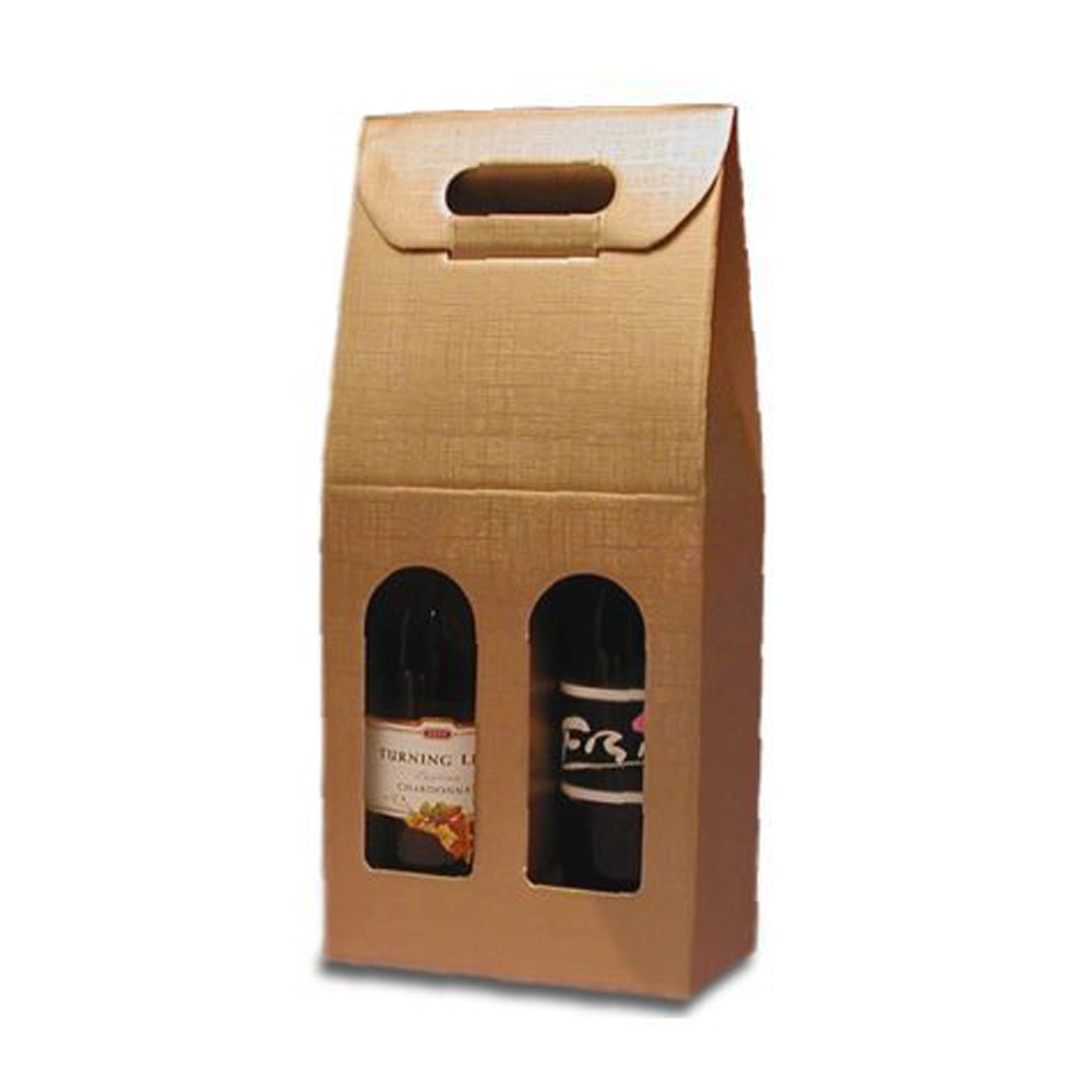 Hot Sale Corrugated Cardboard Wine Bottle Hand-Held Packaging Gift Box Kraft Paper Wine Carrier Box