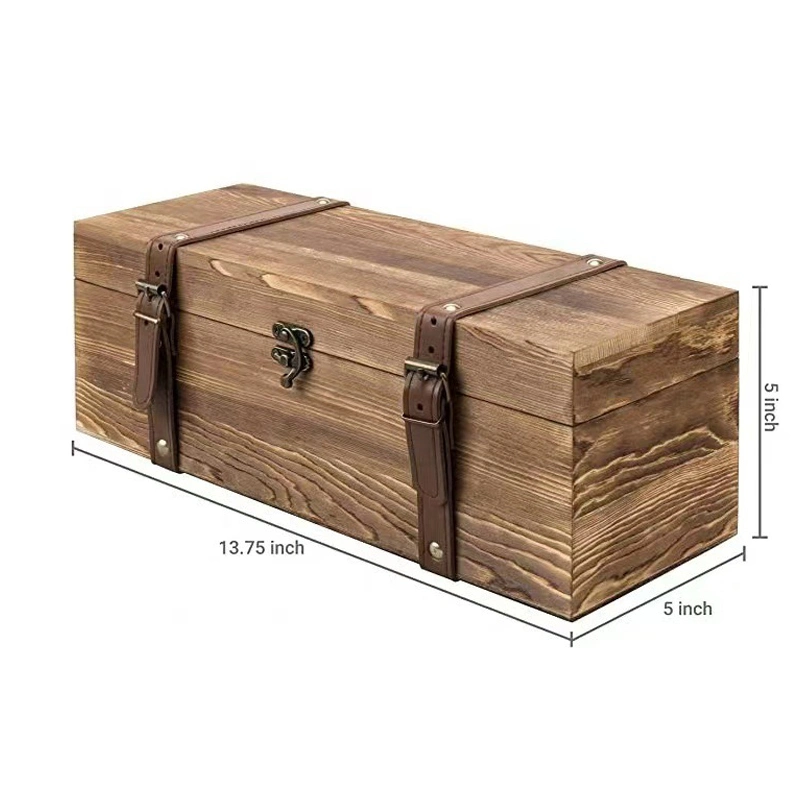 Custom Luxury Red Wine Bamboo Natural Rustic Suitcase Foldable Bracelet Garden Christmas Tequila Vodka CD Tall Wine Trinket Pallet Wooden Gift Box with Handle