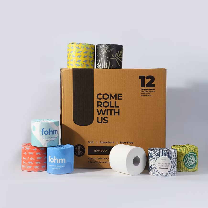 Eco-Friendly Soft 3ply Hygienic 100% Bamboo Toilet Tissue Paper Roll