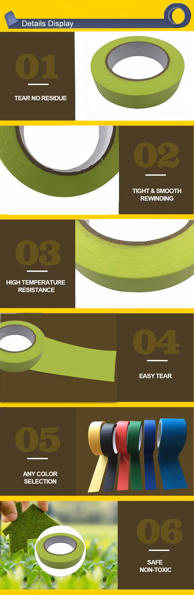 Waterproof 30days UV 100degree to 120degree Resistant Washi Tape Masking Tape (24mm*55m)