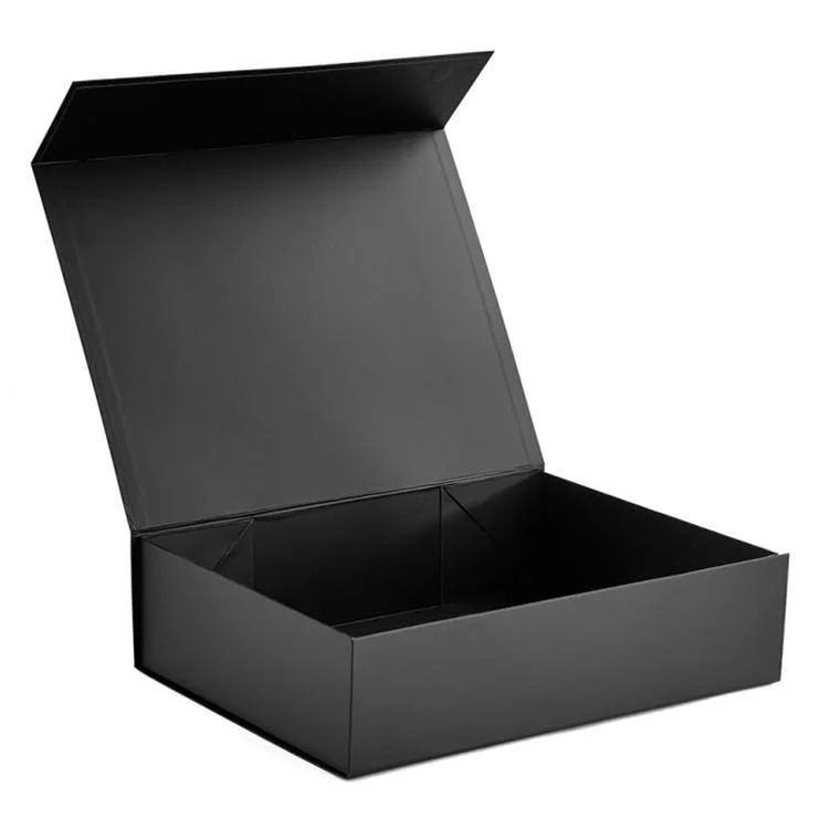 Luxury Black Book Shaped Cardboard Foldable Gift Box Custom Print Paper Clamshell Magnetic Gift Box