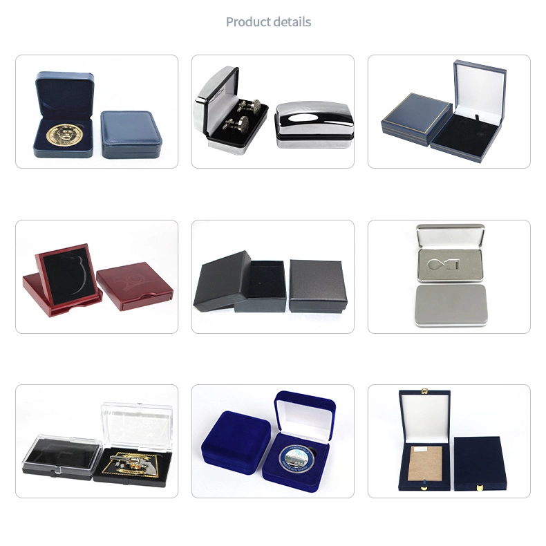 Flip Cover Gold Silver Commemorative Coins Medal Key Chain Velvet Cloth Gold Stamping Iron Box Jewelry Emblem Packaging Storage Coin Medal Gift Boxes