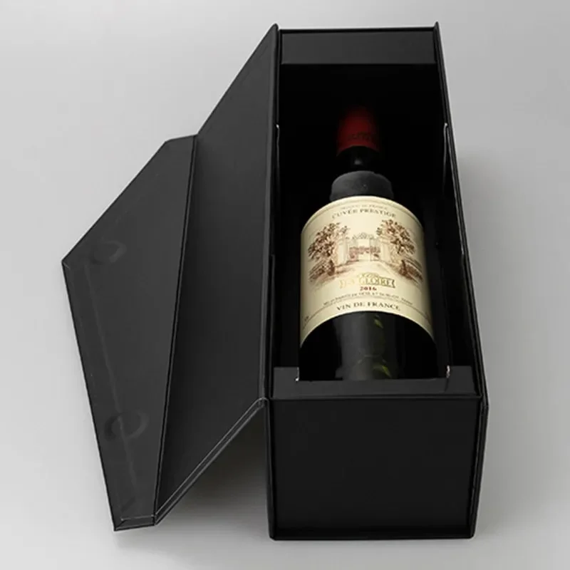 Custom Black Luxury Red Wine Paper Packing Box Bottle Packaging Gift Wine Box