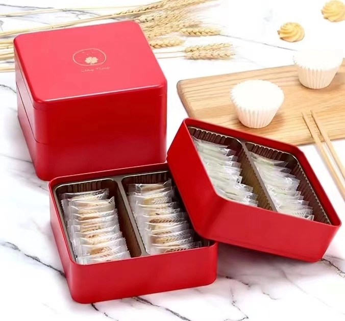 Factory Design Custom Food/Cake/Candies/Chocolates/Cookies Grade Tinplate Container Metal Square Packaging