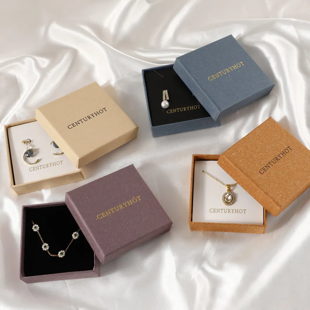 Low MOQ Customized Personalized Logo Ring Box Gift Box Paper Box Multi-Color Necklace Box Bracelet Box Jewelry Box with Sponge Pad Chic Small Jewelry Storage Bo