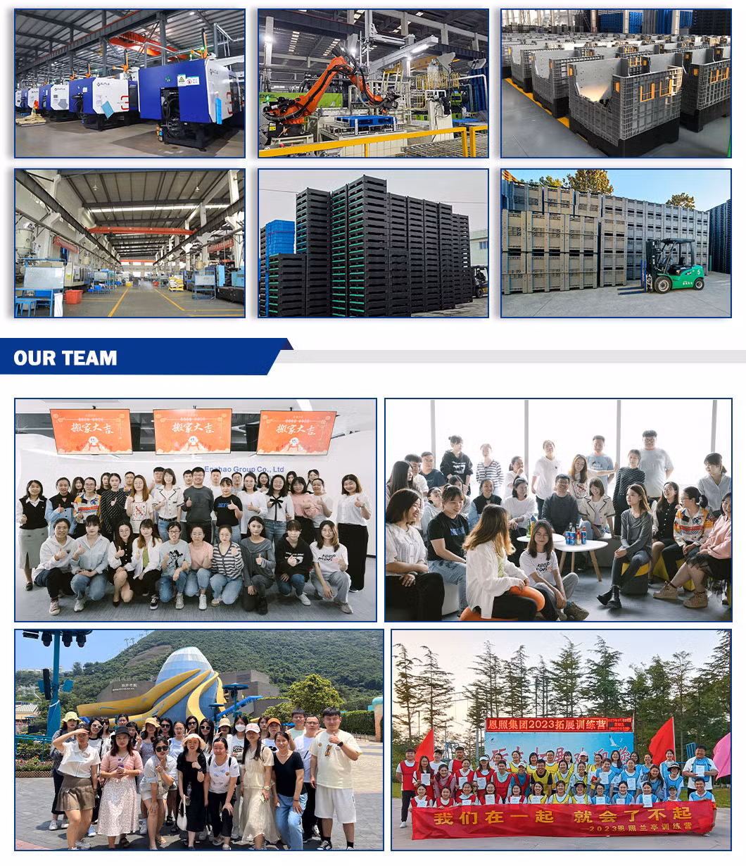 Plastic Pallet Box Manufacturer Industry HDPE Large Solid Harvest Collapsible Rigid Foldable Stackable Storage Mesh Insulated Fish Sleeve Container Box with Lid