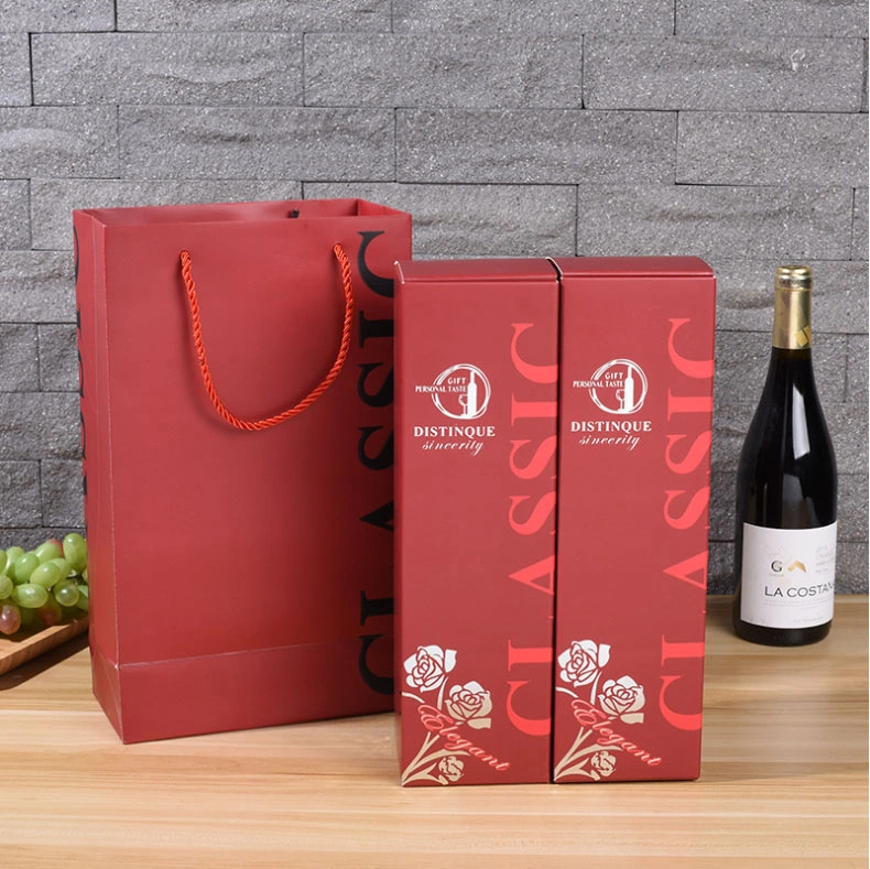 Wine Gift Box, Black Wine Bottle Boxes with Handle for Liquor and Champagne Magnetic Closure Collapsible Gift Box for Party, Wedding, Gift Wrap, Storage