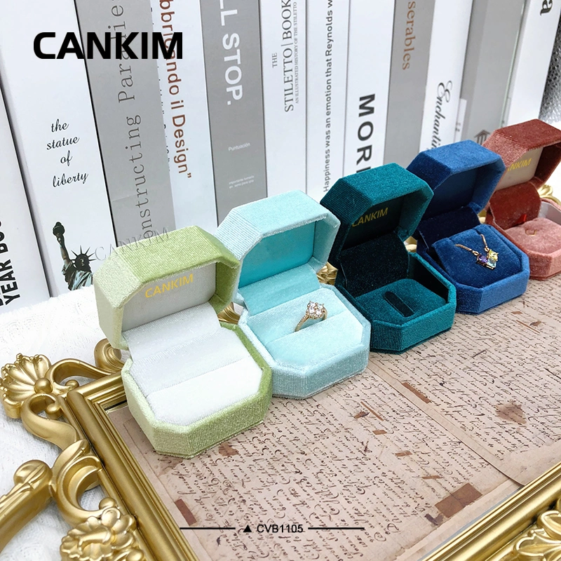 Cankim White Navy Ring Boxes Ring Boxes Jewelry Packaging Box Custom Logo Luxury Ring Box Packaging