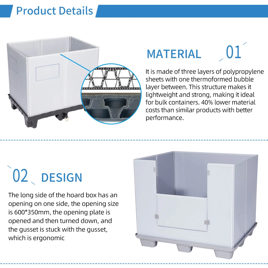 Flexible Sizes Impact Resistant Logistic Corrugated Lightweight Bulk Container Polybox Spare Foldable Plastic Sleeve Pack Pallet Box