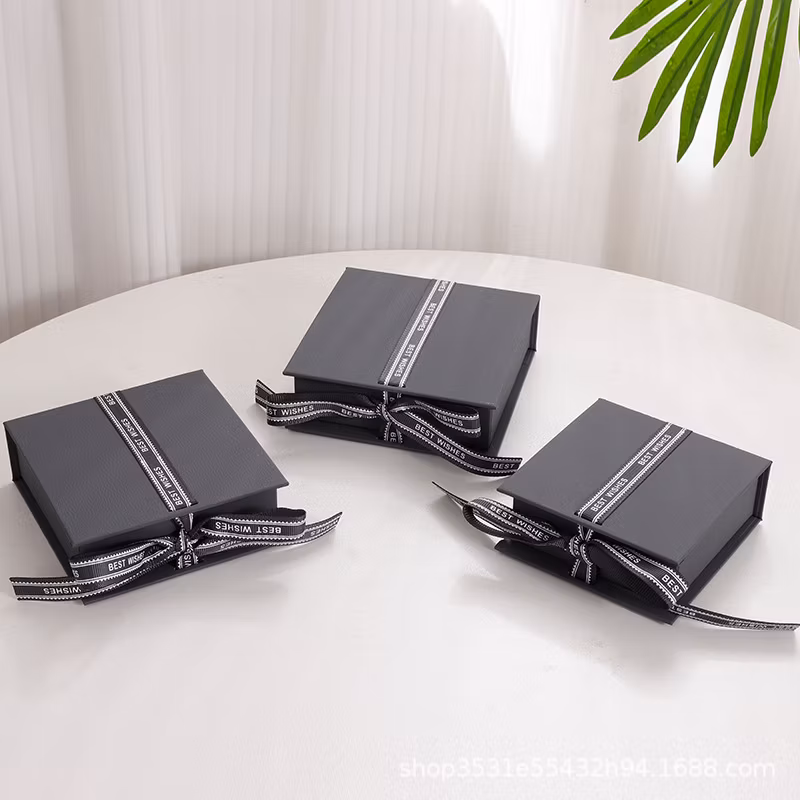 Paper Box Ribbon Book Necklace Box Earrings Bracelet Ring Jewelry Packaging
