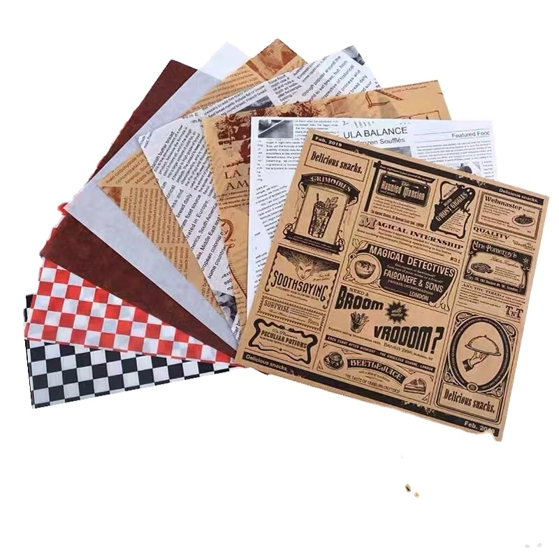 Custom Printed White Black 40GSM Fast Food Packaging Greaseproof Tissue Paper