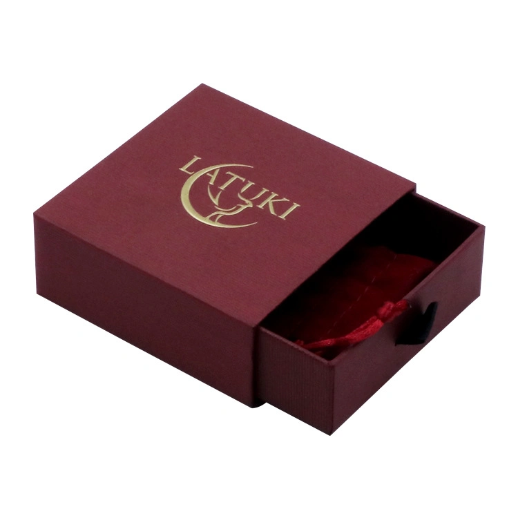 Custom Logo Jewelry Packaging Earring Necklace Bracelet Luxury Cardboard Sliding Jewelry Box with Velvet Insert