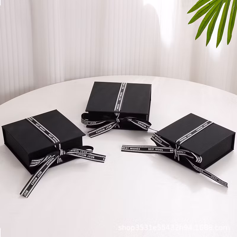 Paper Box Ribbon Book Necklace Box Earrings Bracelet Ring Jewelry Packaging