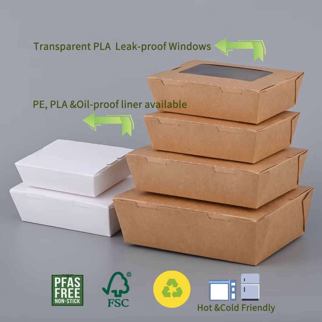 Disposable Party Box Kraft Paper Sushi Salad with Clear Anti Fog Pet Window Wholesale Great Quality Factory Outlet Hot Sale Advanced Durable Fast Food Lunch Box
