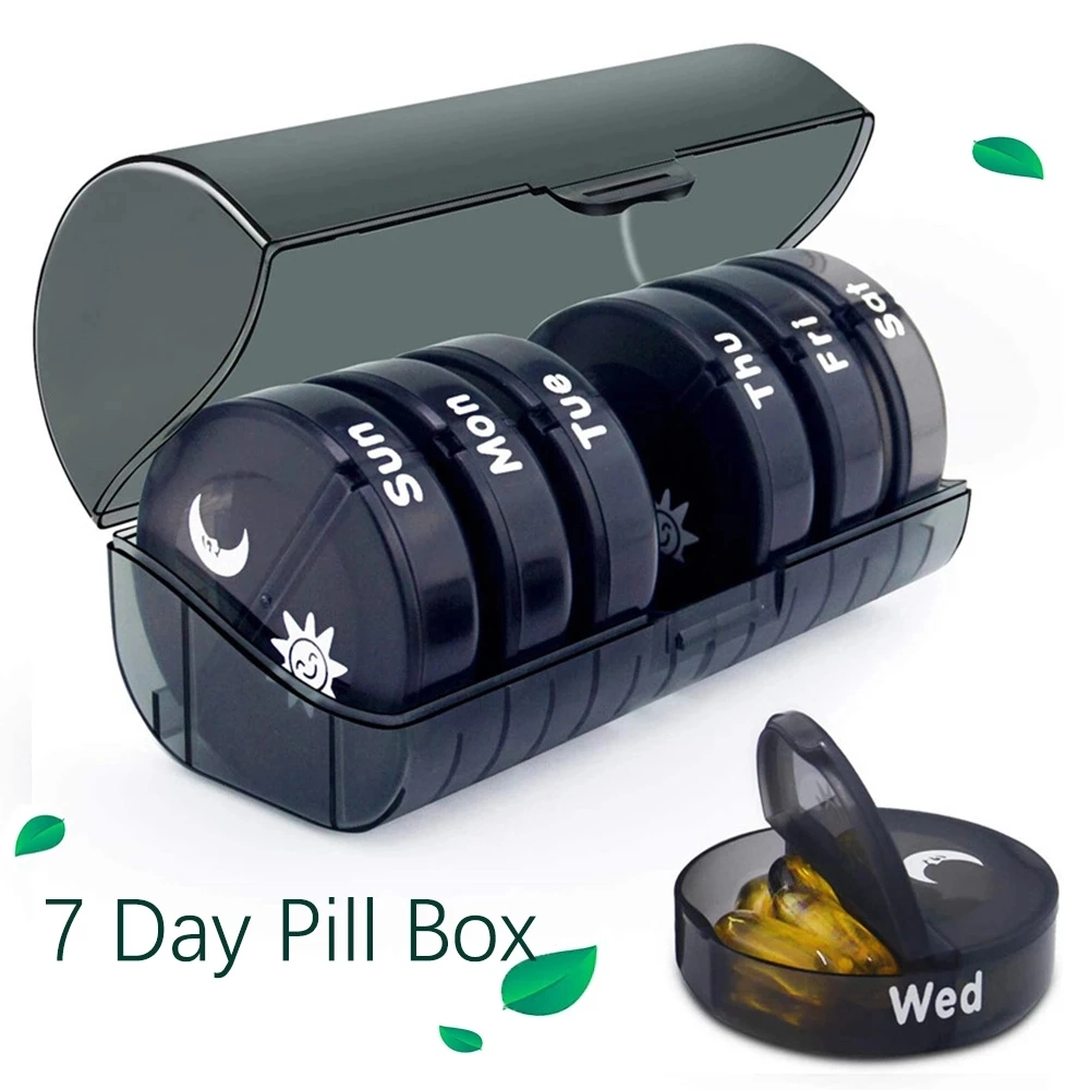 Rainbow 7 Days Pill Box Organizer Plastic Storage Box Container Portable Medicine Pill&prime; S Case Weekly Pillbox Hat for Tablets PP