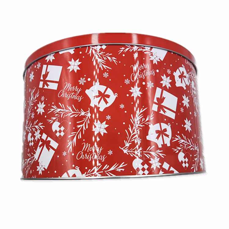 Pretty Tin Box Round Metal Can Wholesale Christmas Gift Box Custom Size Logo Cookie Box