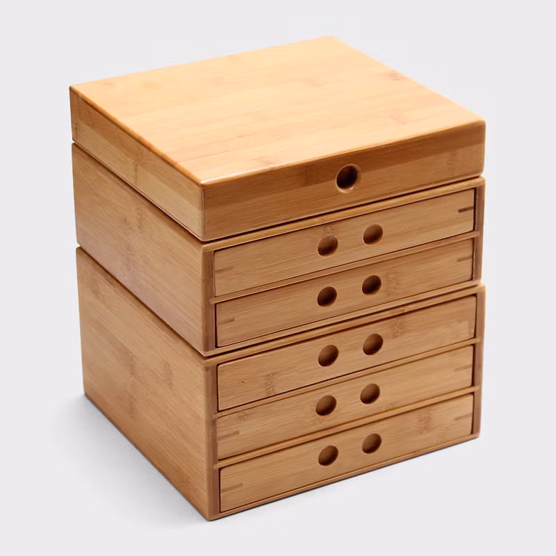 Bamboo Tea Box for Pu&prime;er Tea Storage Box Chinese Drawer for Pu&prime;er Tea Cake Bb-7200