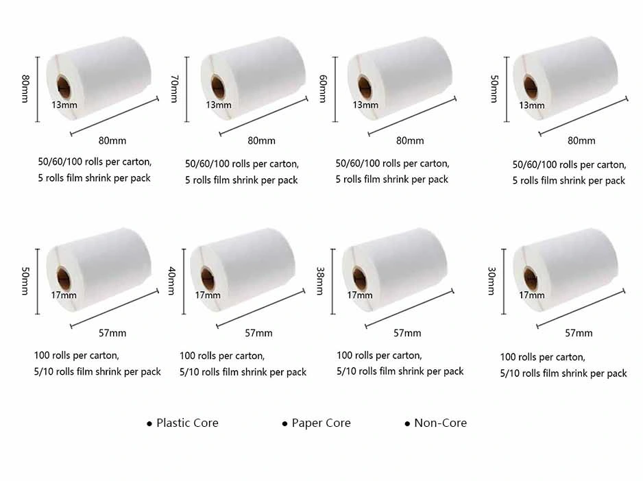 Wholesale White Cash Register Thermal Label Paper Roll 80X80 for POS Receipt