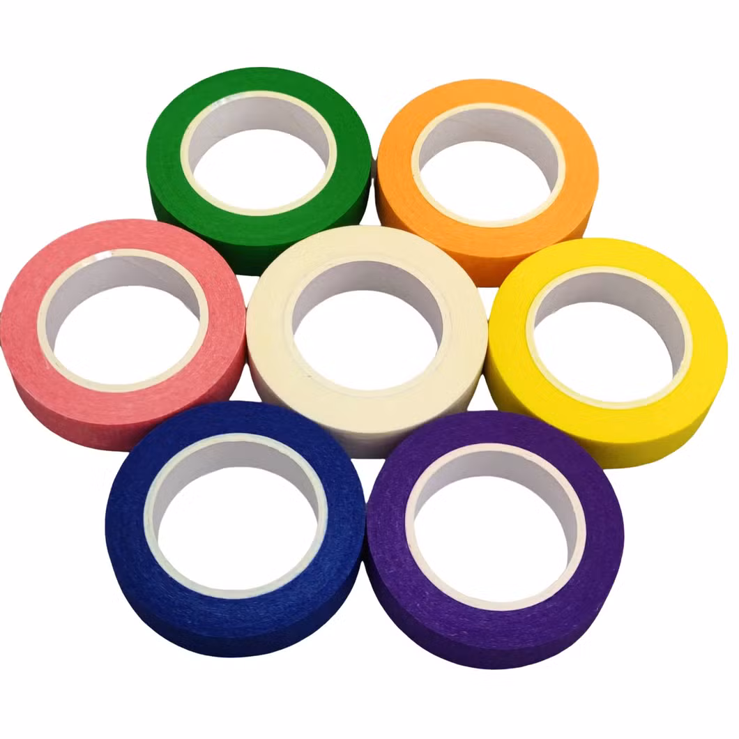 Black Blue Green White Yellow No Residue Colorful Rubber Waterproof Jumbo Roll Crepe Washi Paper Car Washi Painter Masking Tape
