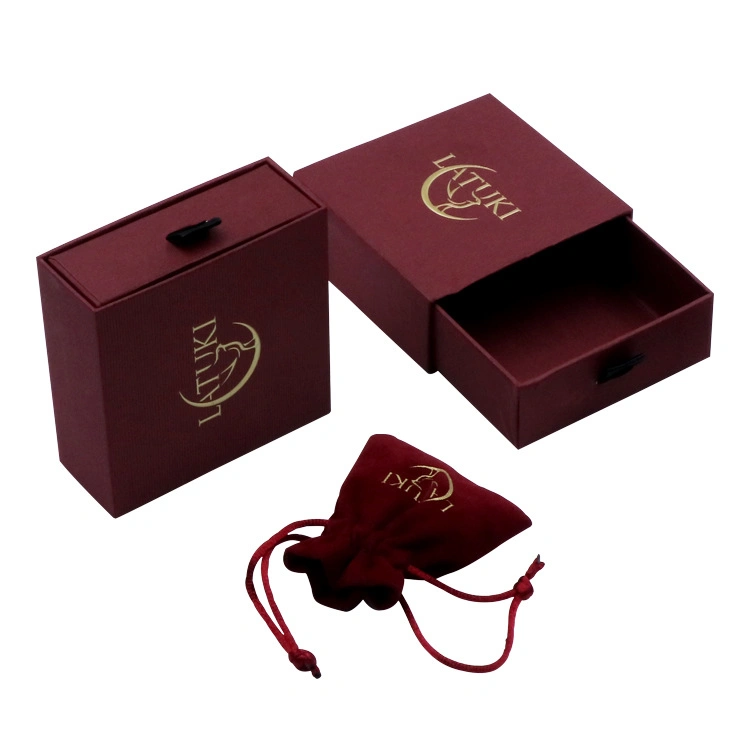 Custom Logo Jewelry Packaging Earring Necklace Bracelet Luxury Cardboard Sliding Jewelry Box with Velvet Insert