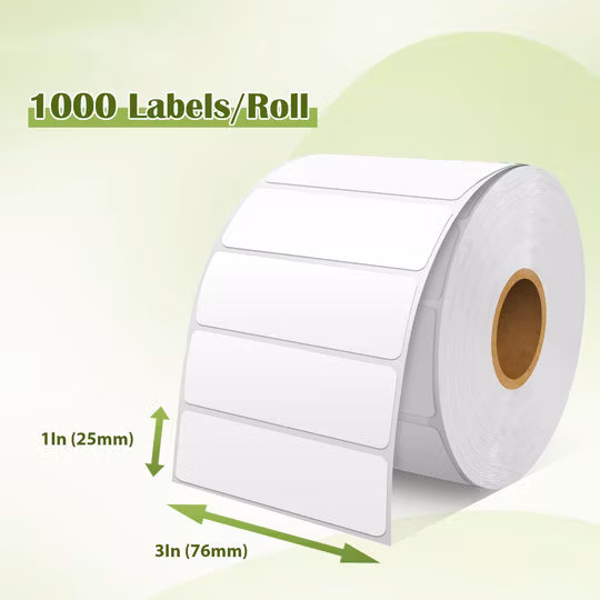 China Factory Wholesale Custom 3&prime;&prime;x1&prime;&prime; 1000PCS/Roll Office Smart Direct Thermal Blank White Shipping Barcode Labels, Waterproof Oilproof Scratch Proof