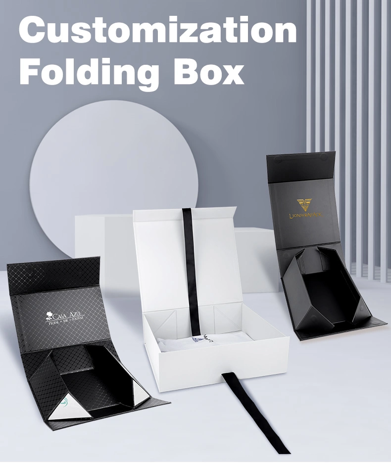 Customized High Quality Package Magnetic Packaging Cardboard Folding Paper Boxes with Ribbon