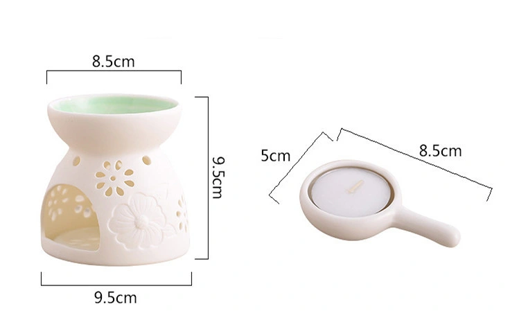 Incense Burner Ceramic Essential Oil Incense Aroma Lamp Diffuser Candle Furnace Tea Light Holder, Home and Gift Oil Burner White Home Decor