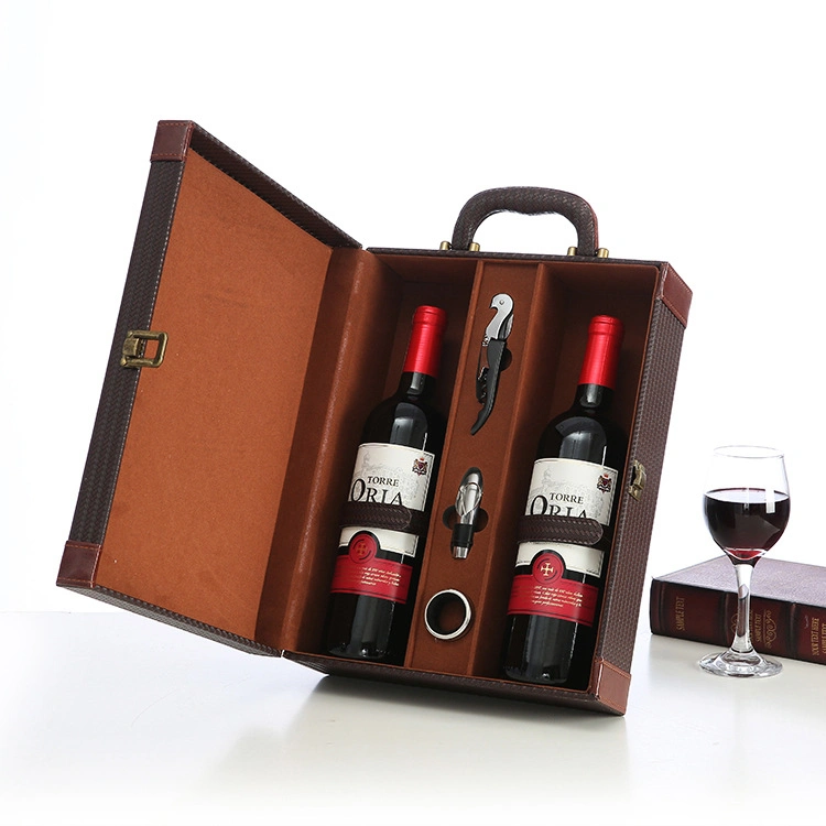 2023 Personalized Luxury Leather Wooden Wine Gift Box Wine Packaging Wood Box