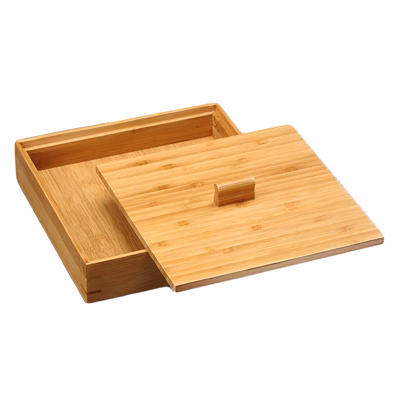 Natural Bamboo Candy Nuts Coffee Tea Storage Box with Lid