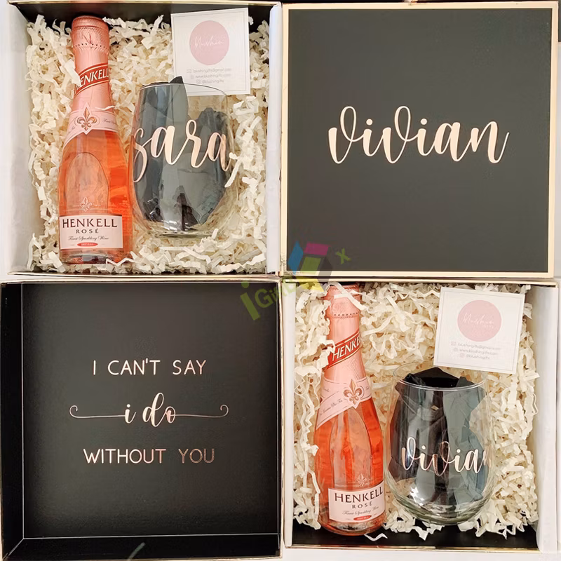 Custom Luxury Gift Cardboard Boxes, Water Bottles, Wine Gift Boxes, Ornaments with Shredded Paper
