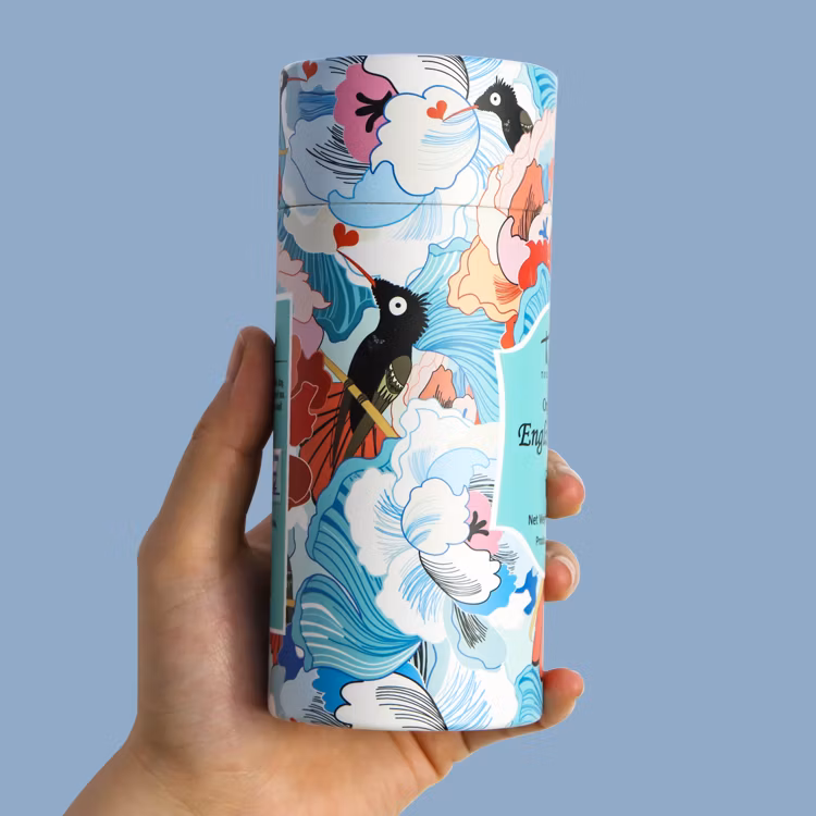Firstsail Wholesale Custom EVA Foam Cosmetic Perfume Glass Cylinder Tube Black Paper Round Box Packaging