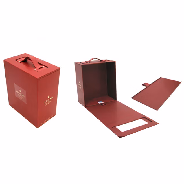 Custom Wholesale Printed Gold Silver Folding Cardboard Gift Packaging Carton Paper Box with Inside Holder for Rum Brandy Wine Liquor Vodka Whisky Wine Drinks