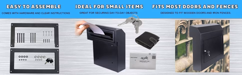Wall Mount Locking Mailbox with Rear Access Through The Door; Powder Coating Steel Letterbox with Lock