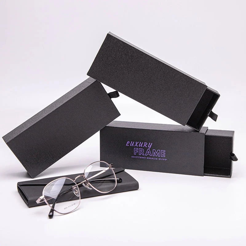 Exquisite Cardboard Gift Box Glasses Paper Box Black Drawer Box Small MOQ Manufacturer Wholesale