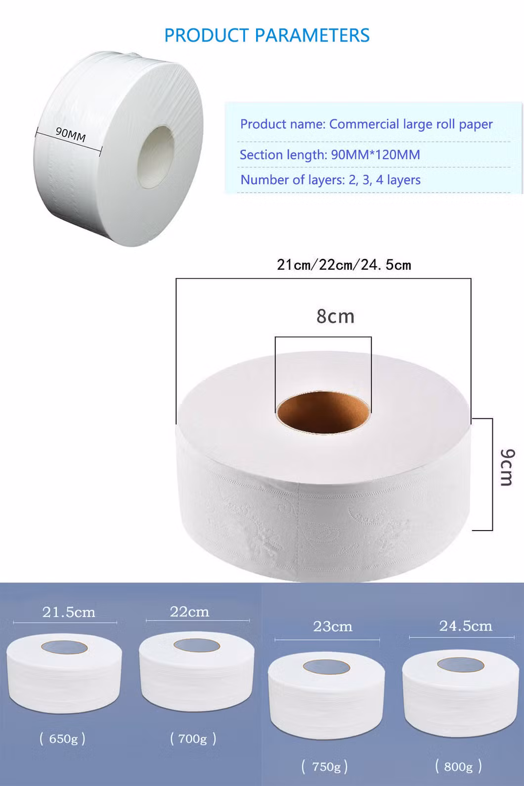 High Quality Excellent Large Custom Jumbo Roll Airlaid Virgin Toilet Tissue Paper