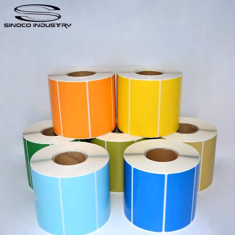 Orange Yellow Self-Adhesive Sticker Rolls Waterproof Thermal Transfer Blank Labels in Custom Sizes