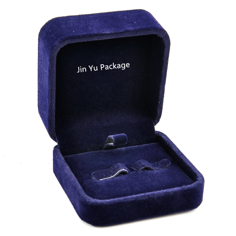 Custom Fashion Navy Blue Velvet Gift Jewelry Packaging Box Wholesale