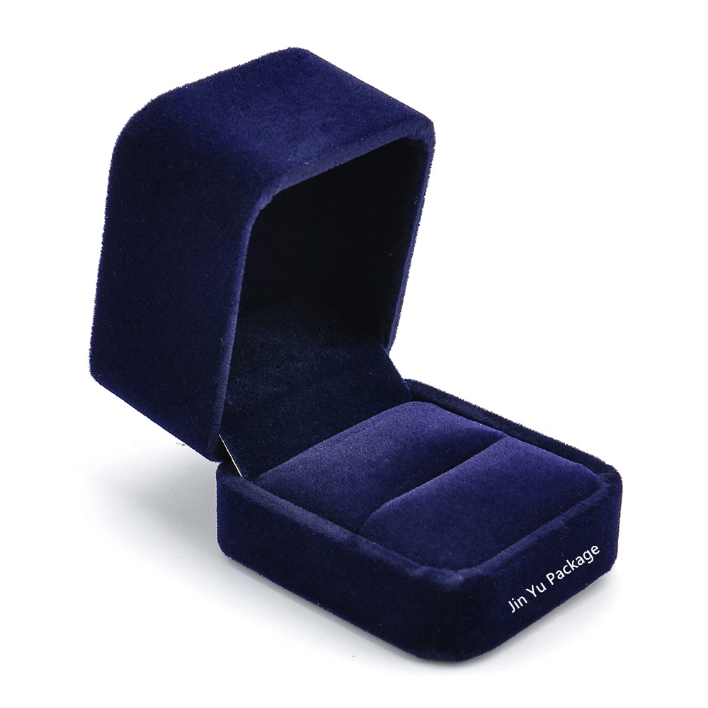 Custom Fashion Navy Blue Velvet Gift Jewelry Packaging Box Wholesale
