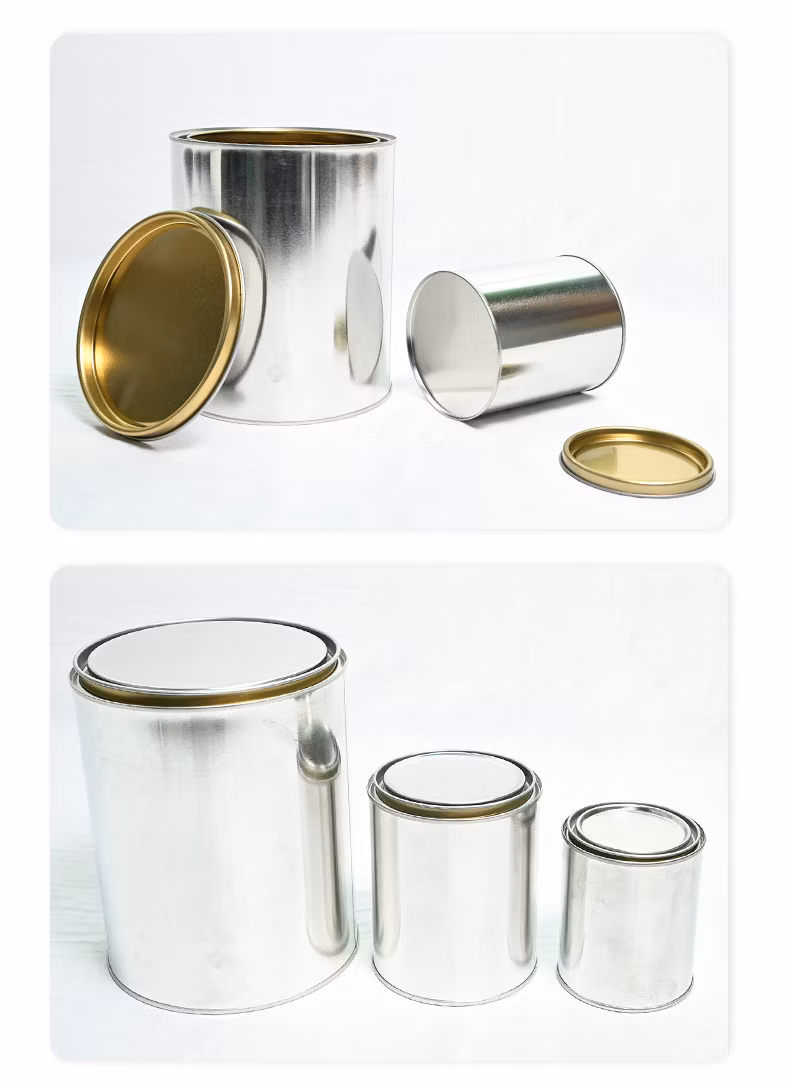 Manufacturer 0.5-5L Customizable Round Packaging for Putty Ash Box Candles Container Glue Tinplate Can Engine Oil Metal Can Chemical Empty Can Paint Tin Can