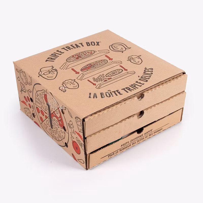 New Design Three Layers of Corrugated Pizza Drawer Delivery Package Food Paper Box Custom Size/Material/Logo