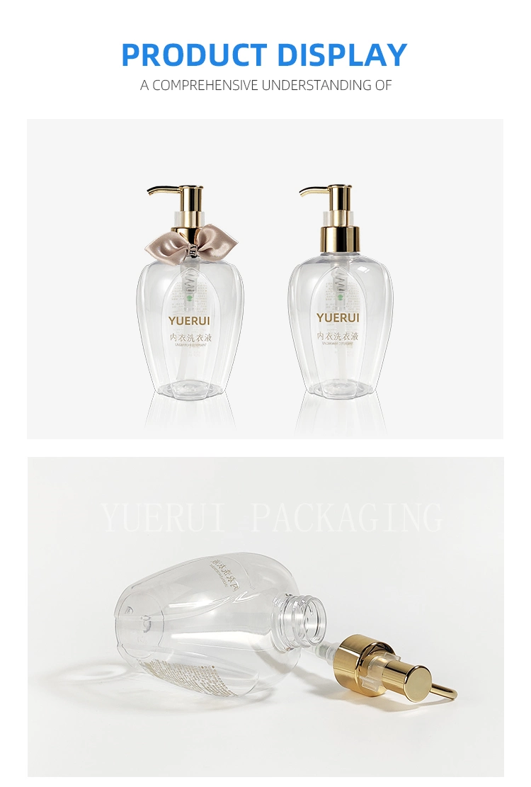 Lotus Flower Shaped Bath Soap Bottle 350ml Plastic Cute Shower Gel Packaging