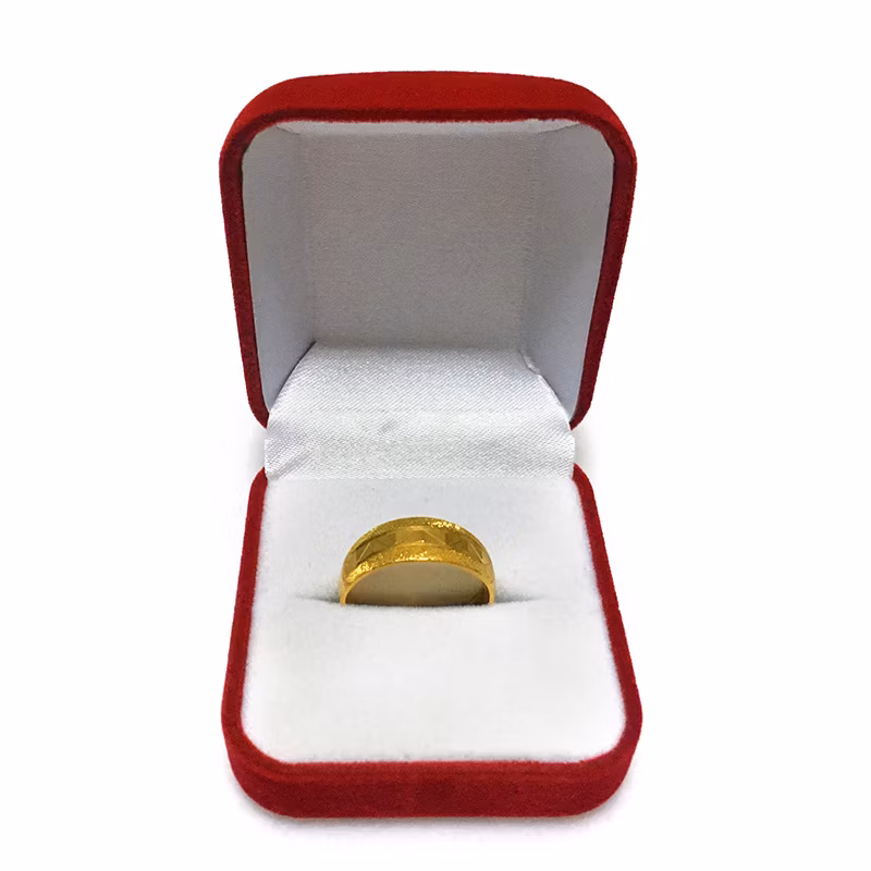 Red Heart-Shaped Flocking Jewelry Gift Box