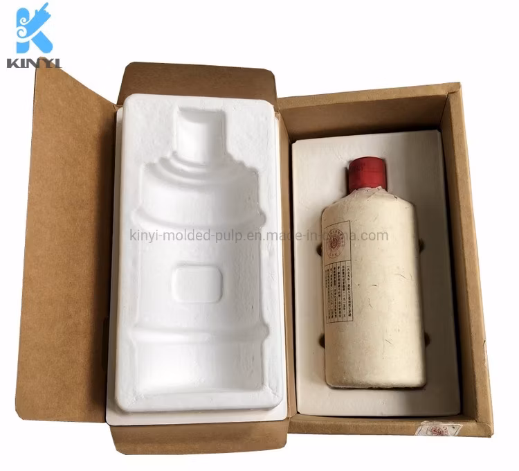 Custom Luxury Packing Gift Champagne Mold Pulp Paper Boxes Wine Box Tequila Vodka Bottle Packaging